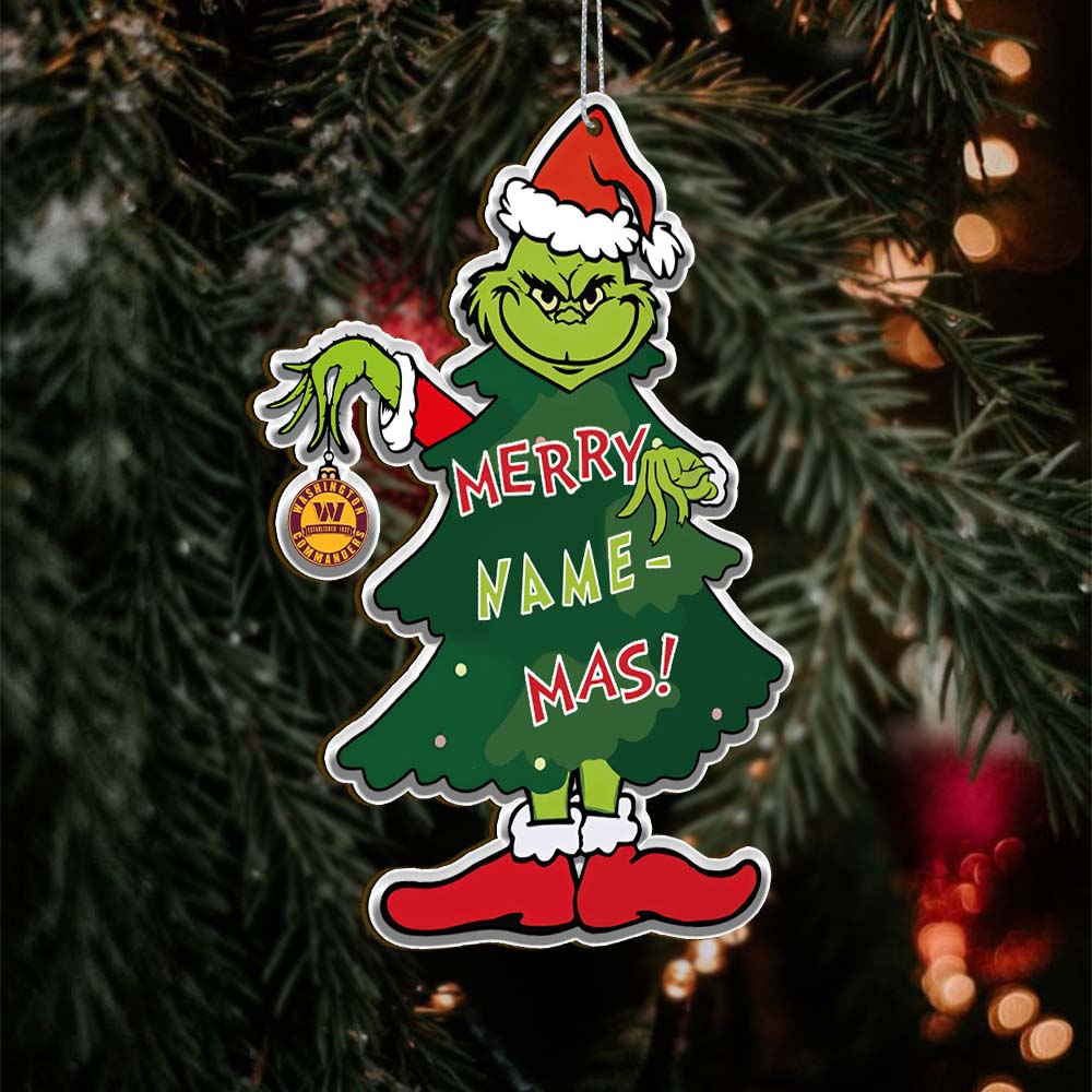 Sportswearmerch Washington Commanders NFL The Grinch x Christmas Acrylic Ornament Gift For Fan