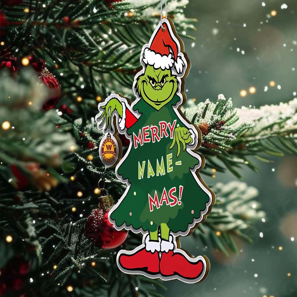 Sportswearmerch Washington Commanders NFL The Grinch x Christmas Acrylic Ornament Gift For Fan