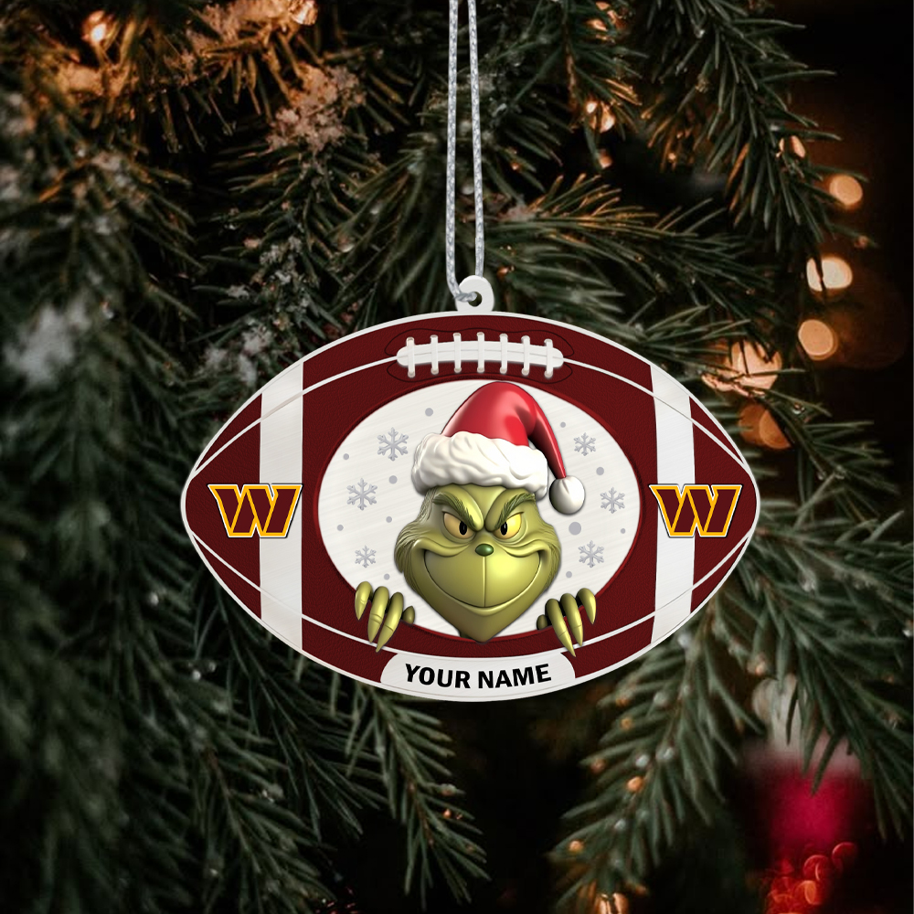 Sportswearmerch Washington Commanders NFL The Grinch x Christmas Acrylic Ornament Gift For Fan