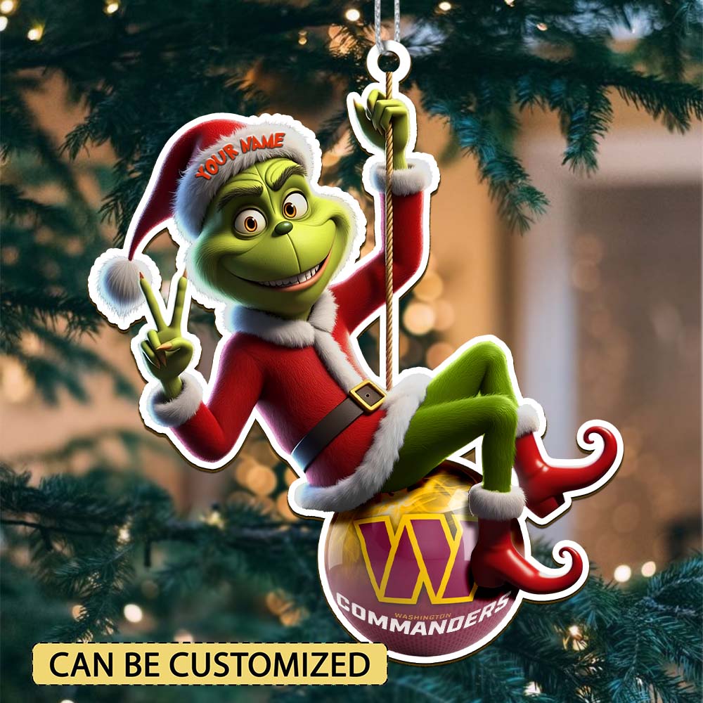 Sportswearmerch Washington Commanders NFL The Grinch x Christmas Acrylic Ornament Gift For Fan
