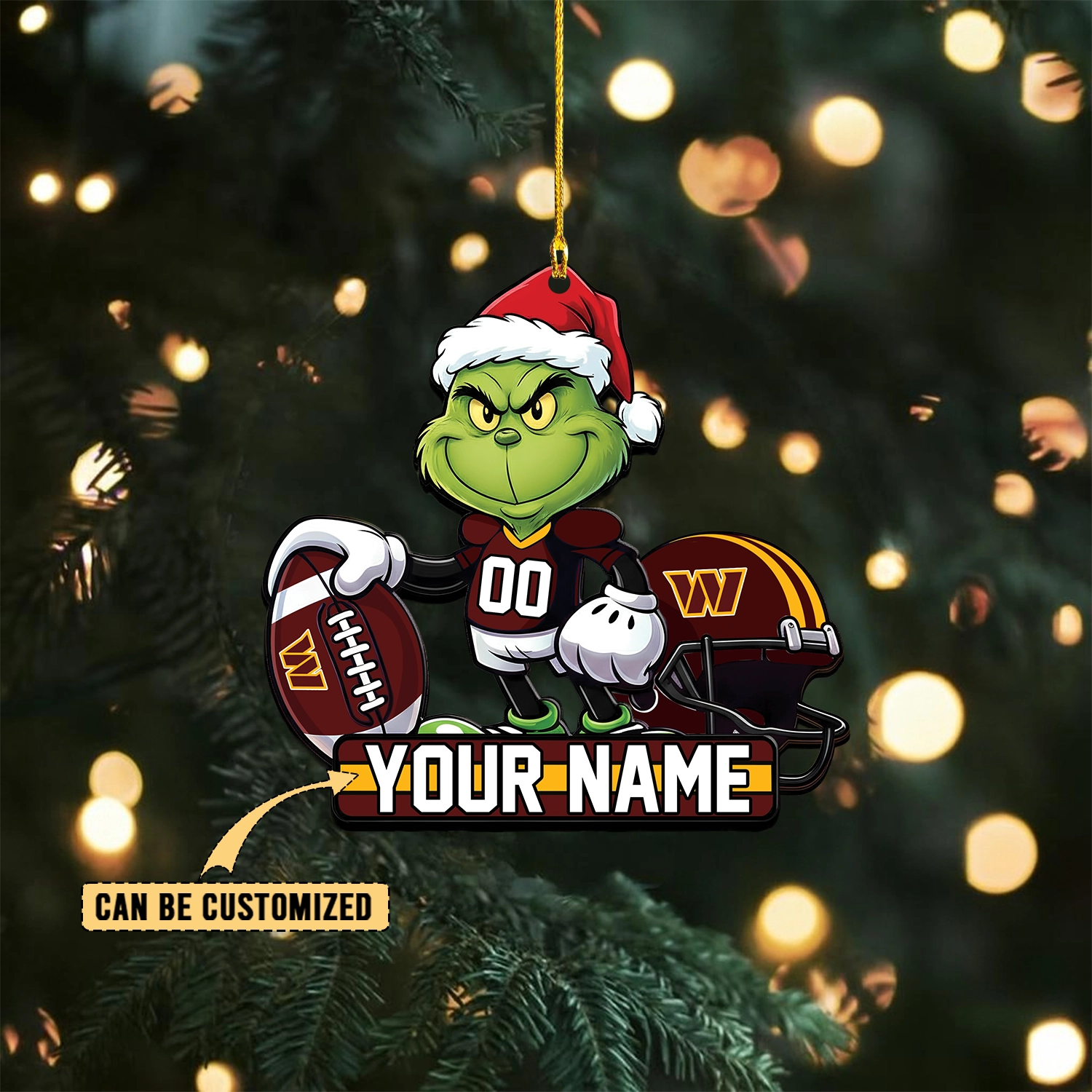 Sportswearmerch Washington Commanders NFL The Grinch x Christmas Acrylic Ornament Gift For Fan