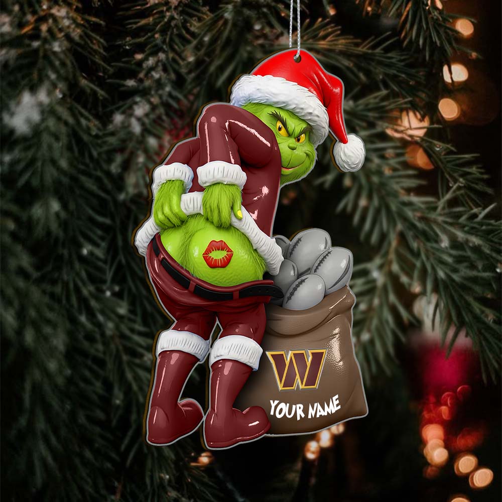 Sportswearmerch Washington Commanders NFL The Grinch x Christmas Acrylic Ornament Gift For Fan