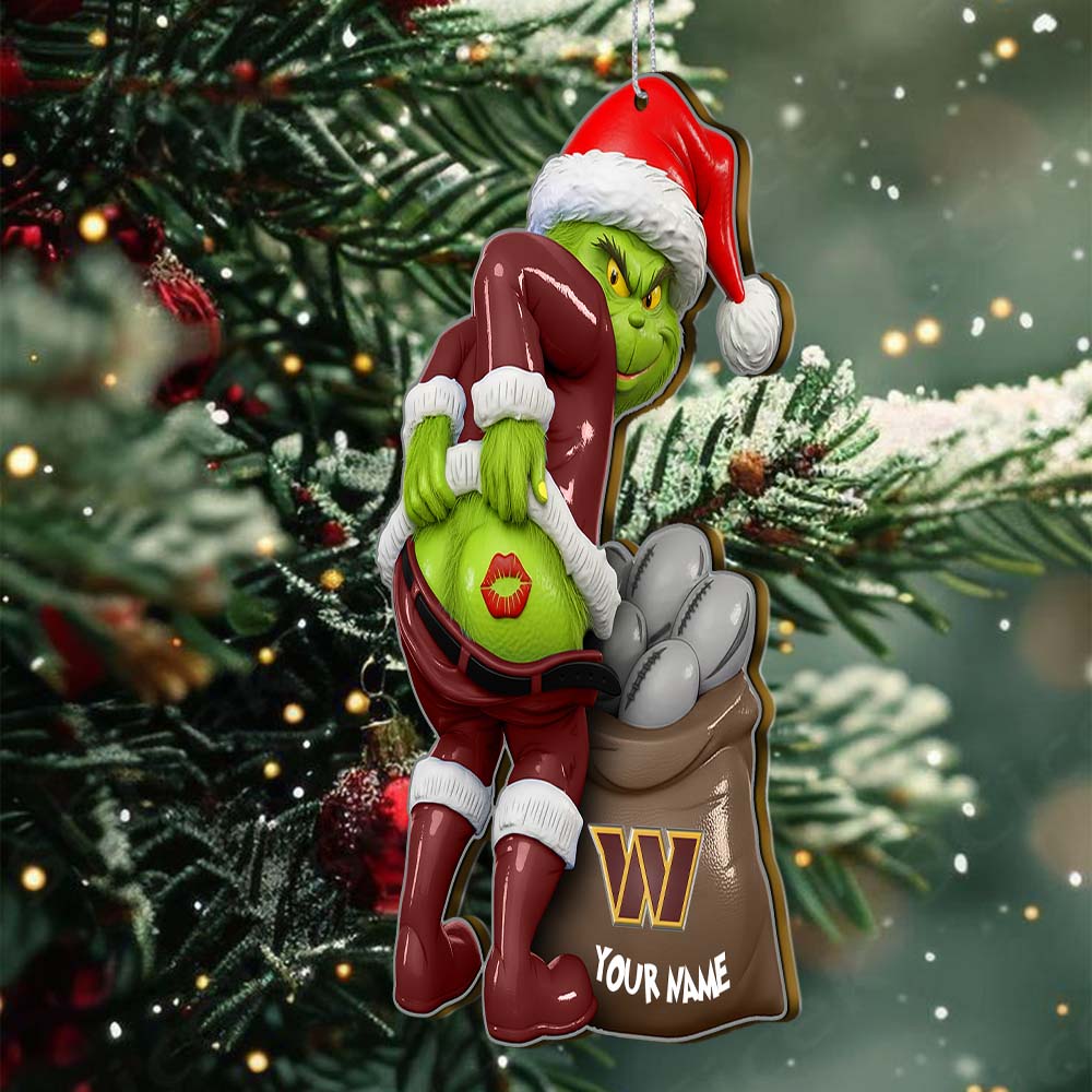 Sportswearmerch Washington Commanders NFL The Grinch x Christmas Acrylic Ornament Gift For Fan