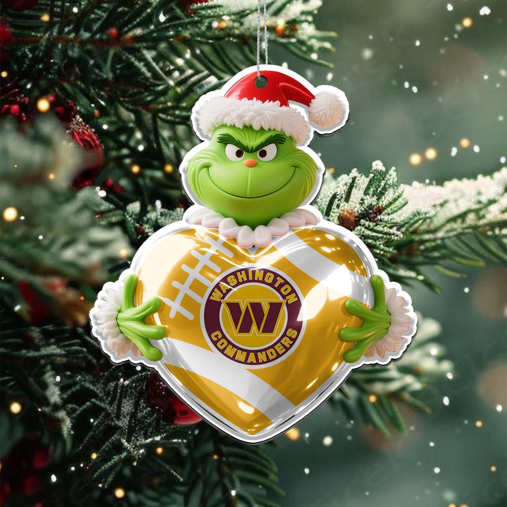 Sportswearmerch Washington Commanders NFL The Grinch x Christmas Acrylic Ornament Gift For Fan