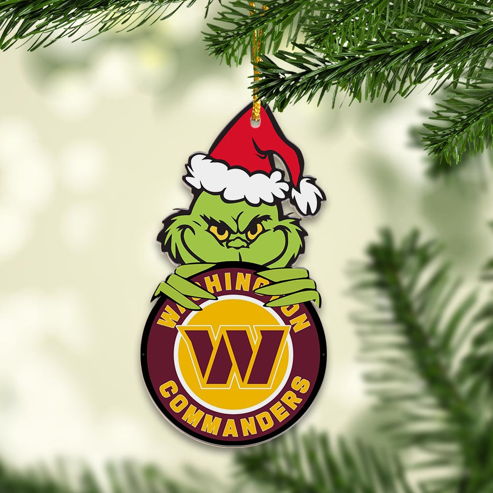 Sportswearmerch Washington Commanders NFL x Grinch Christmas Acrylic Ornament For Fans