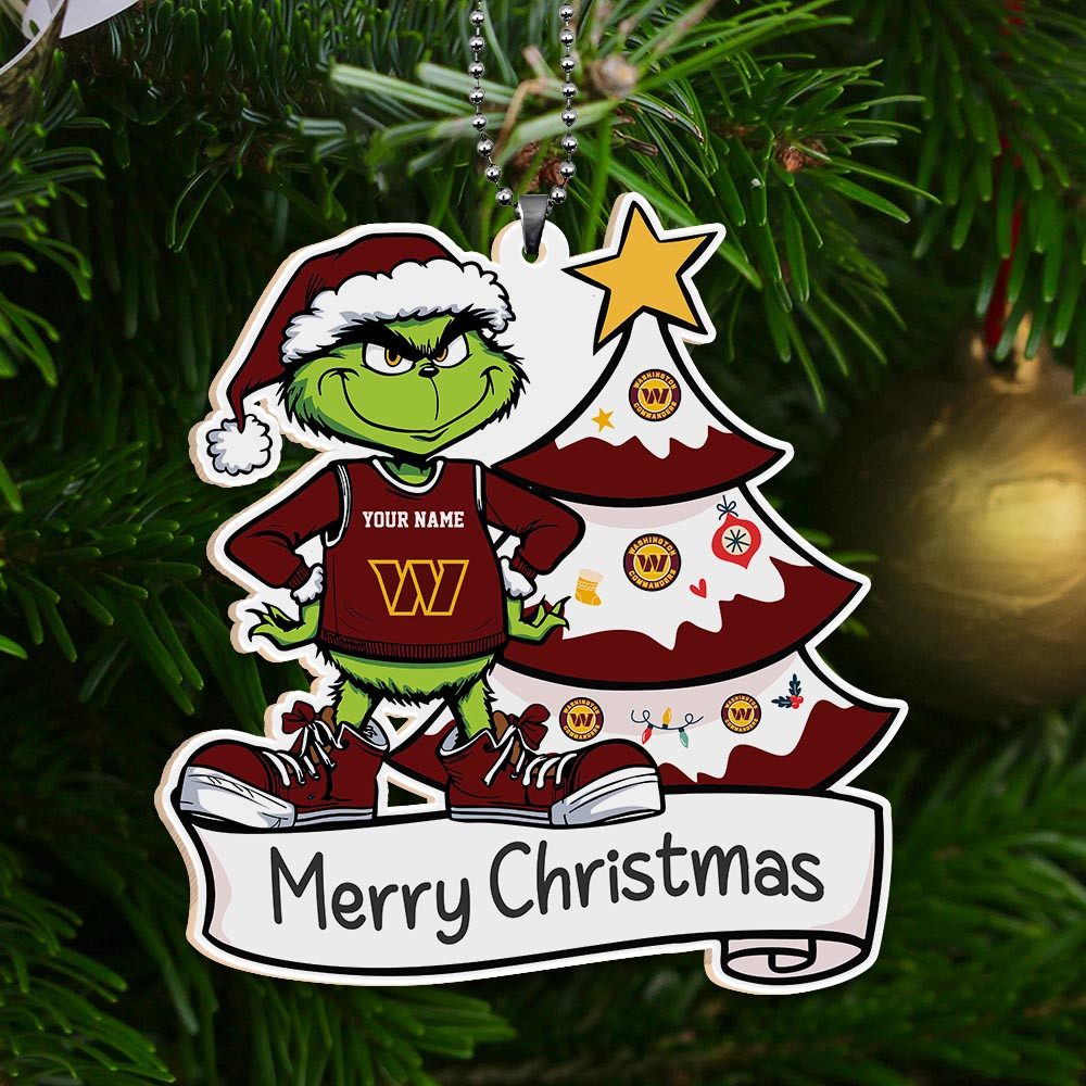 Sportswearmerch Washington Commanders NFL x Grinch Merry Christmas Acrylic Ornament For Fans