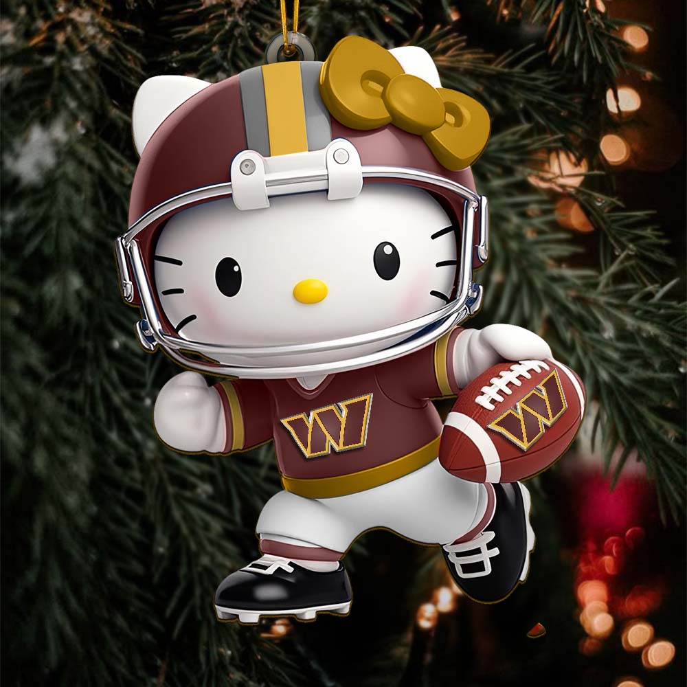 Sportswearmerch Washington Commanders NFL x Hello Kitty Personalized Acrylic Ornament Gift For Fans
