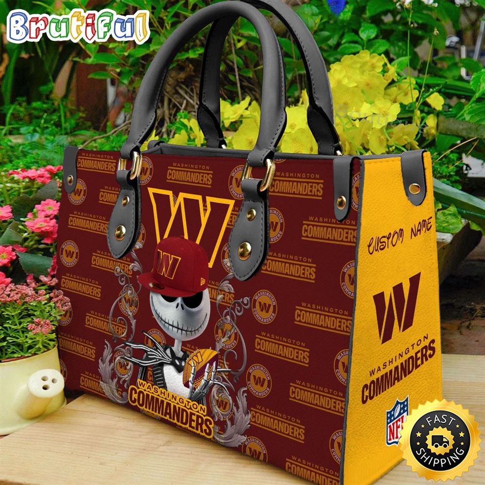 Sportswearmerch Washington Commanders NFL x Jack Skellington Women Leather Bag For Fan