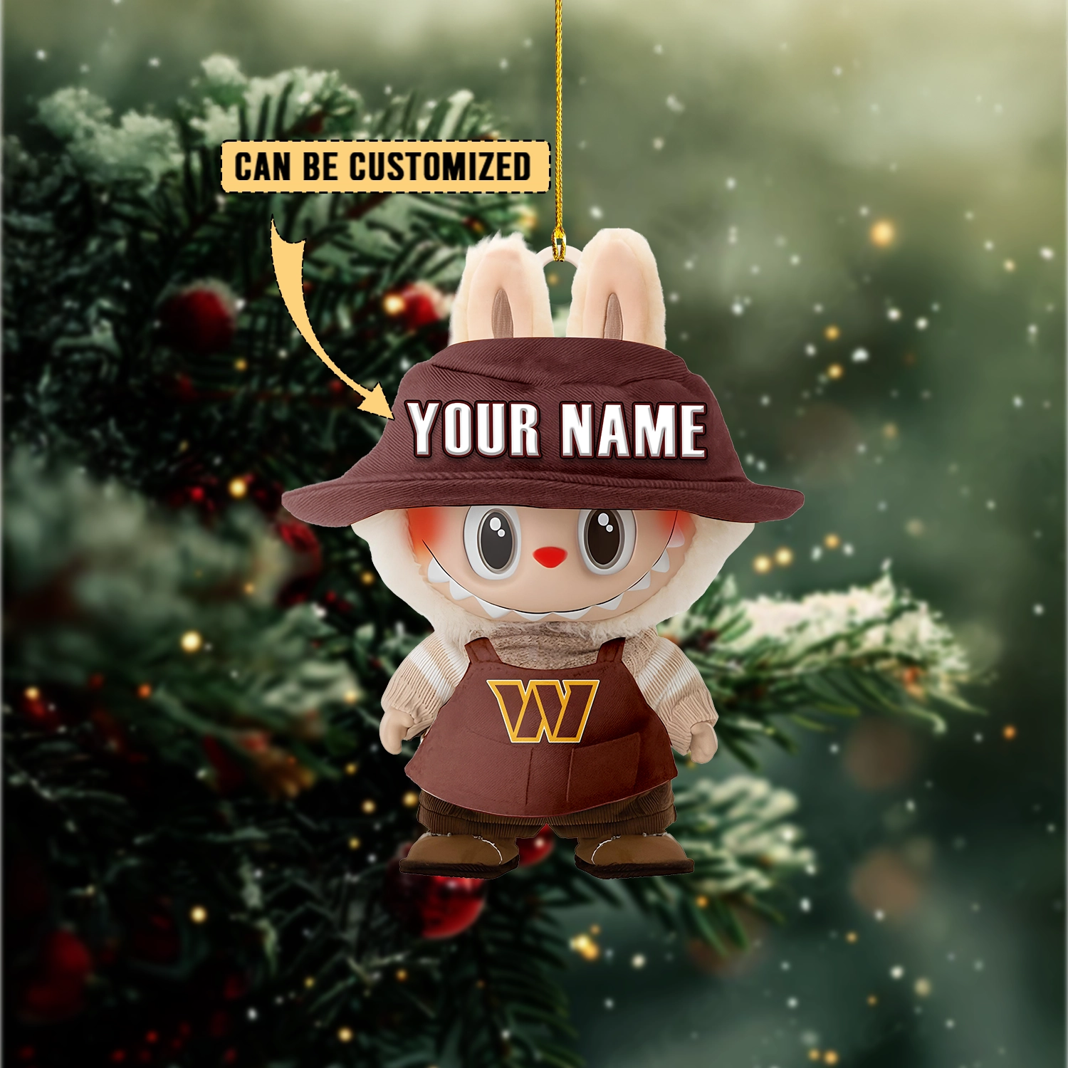 Sportswearmerch Washington Commanders NFL x Labubu Christmas Personalized Acrylic Ornament Gift For Fans