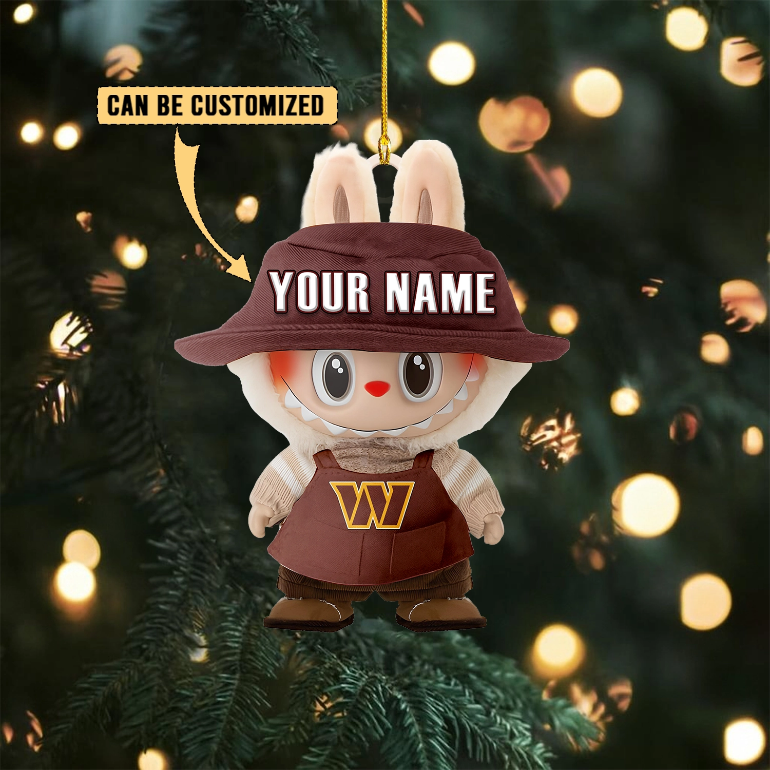 Sportswearmerch Washington Commanders NFL x Labubu Christmas Personalized Acrylic Ornament Gift For Fans