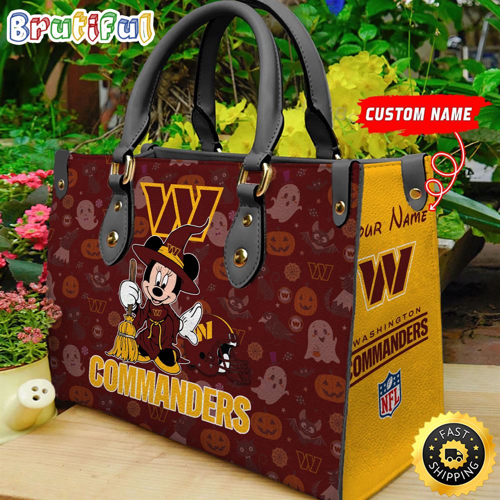Sportswearmerch Washington Commanders NFL x Minnie Halloween Leather Handbag For Fan