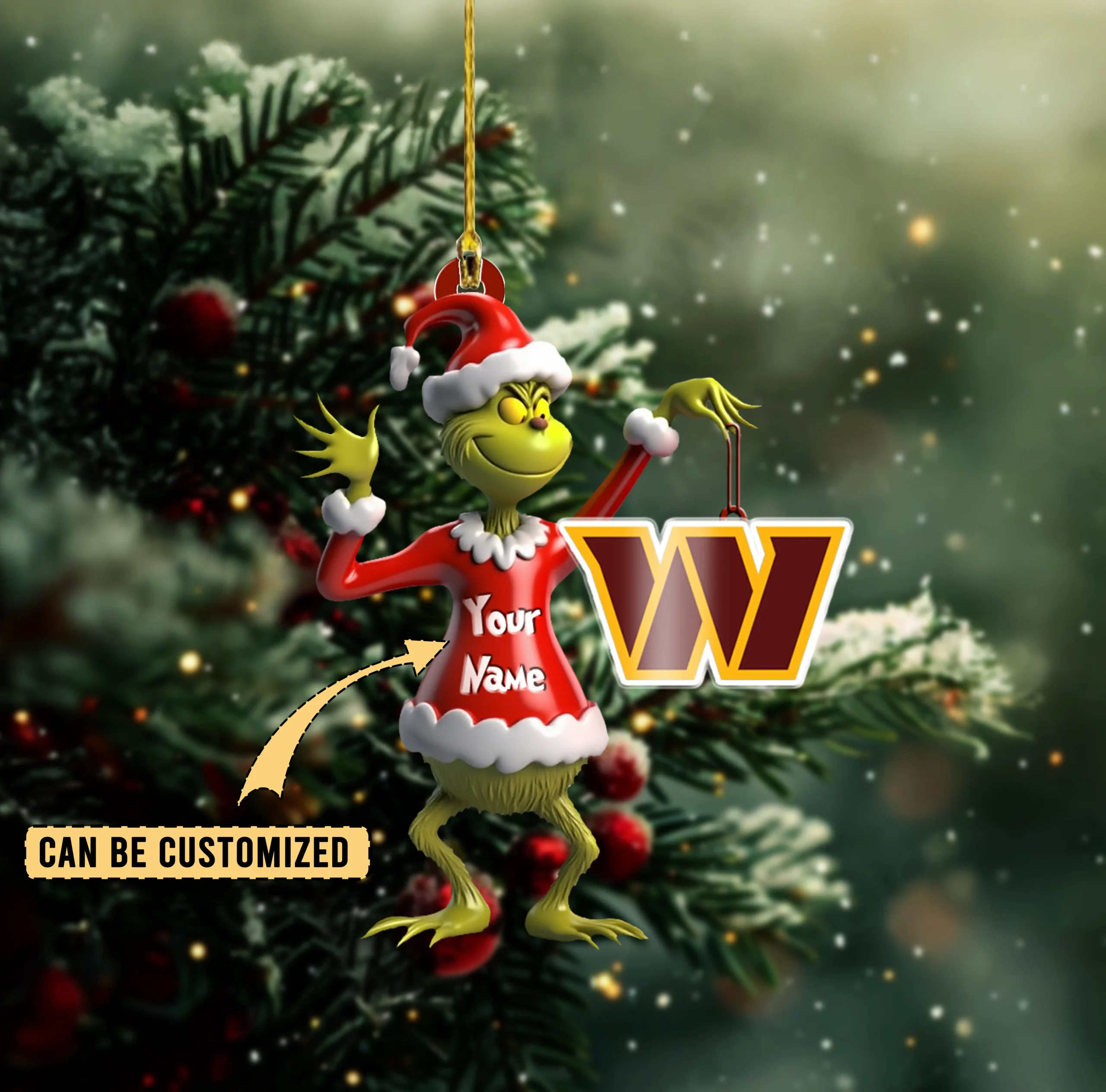 Sportswearmerch Washington Commanders NFL x The Grinch Acrylic Ornament Gift For Fans