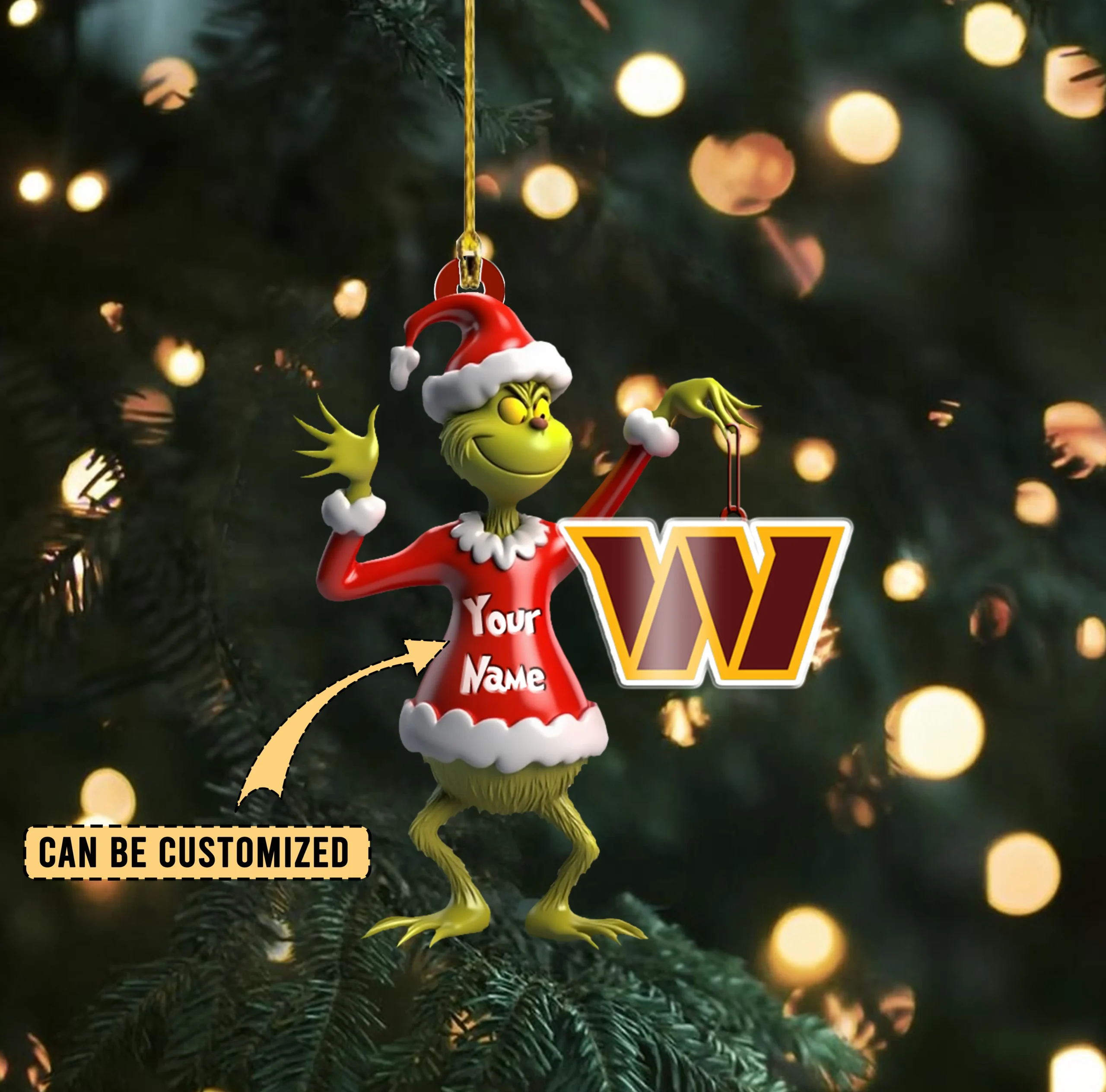 Sportswearmerch Washington Commanders NFL x The Grinch Acrylic Ornament Gift For Fans