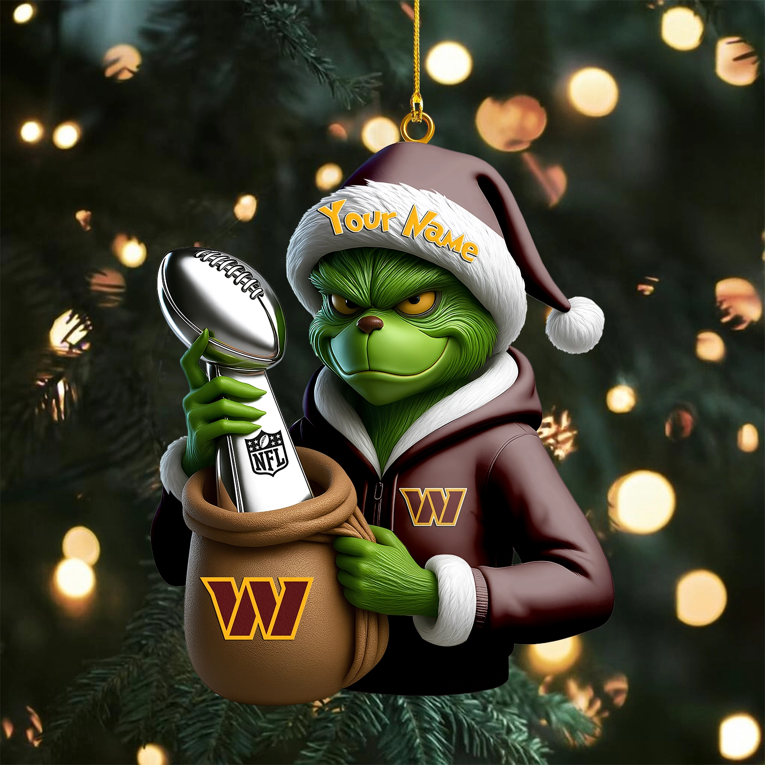 Sportswearmerch Washington Commanders NFL x The Grinch Acrylic Ornament Gift For Fans