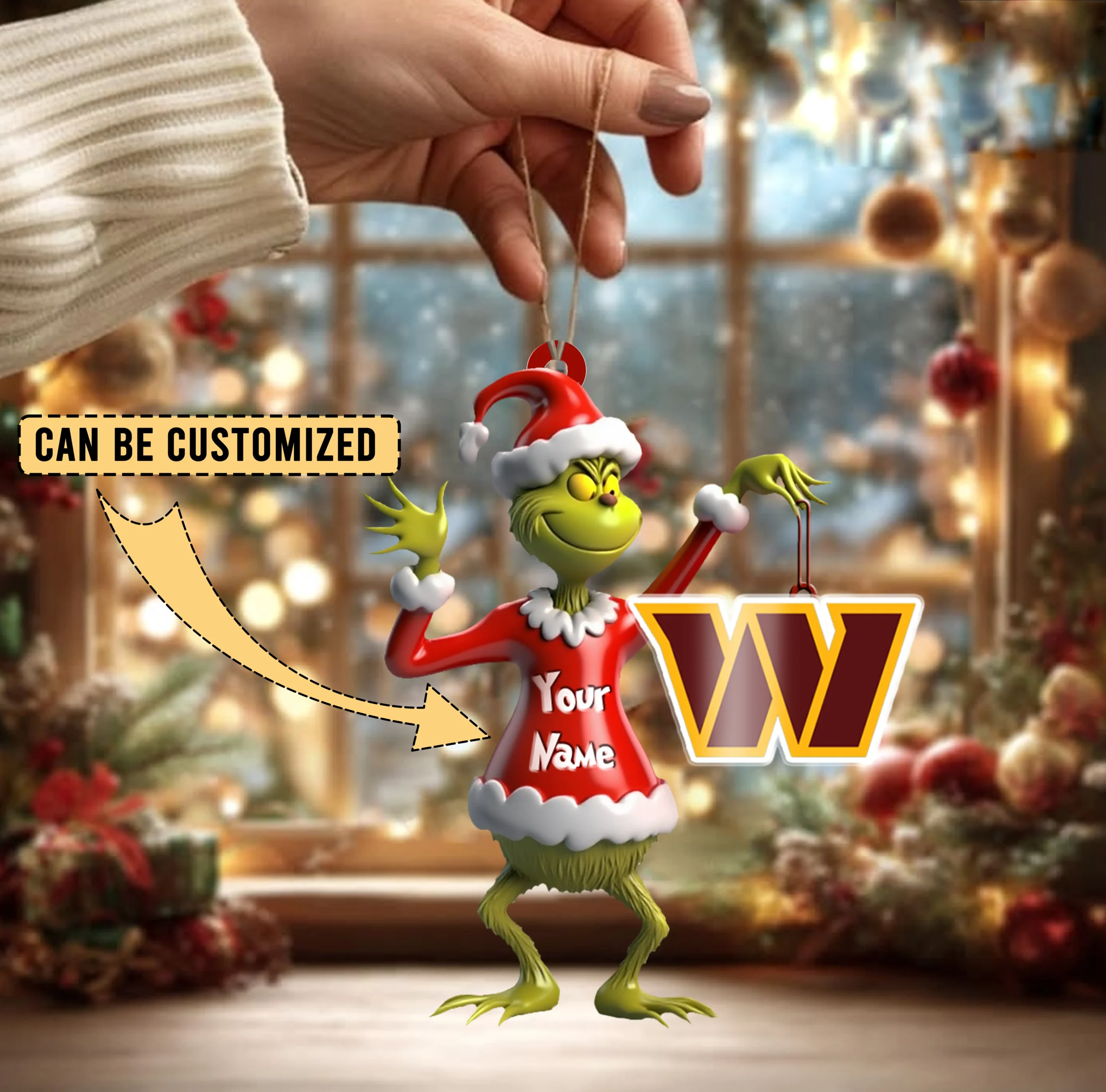 Sportswearmerch Washington Commanders NFL x The Grinch Acrylic Ornament Gift For Fans