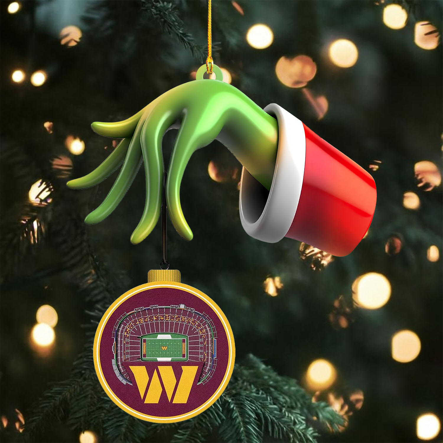 Sportswearmerch Washington Commanders NFL x The Grinch Christmas Acrylic Mix Wooden Ornament Gift For Fans