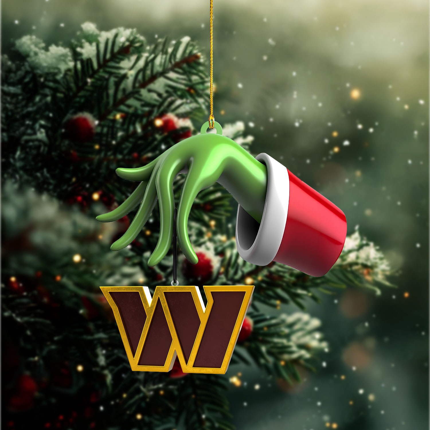 Sportswearmerch Washington Commanders NFL x The Grinch Christmas Acrylic Mix Wooden Ornament Gift For Fans