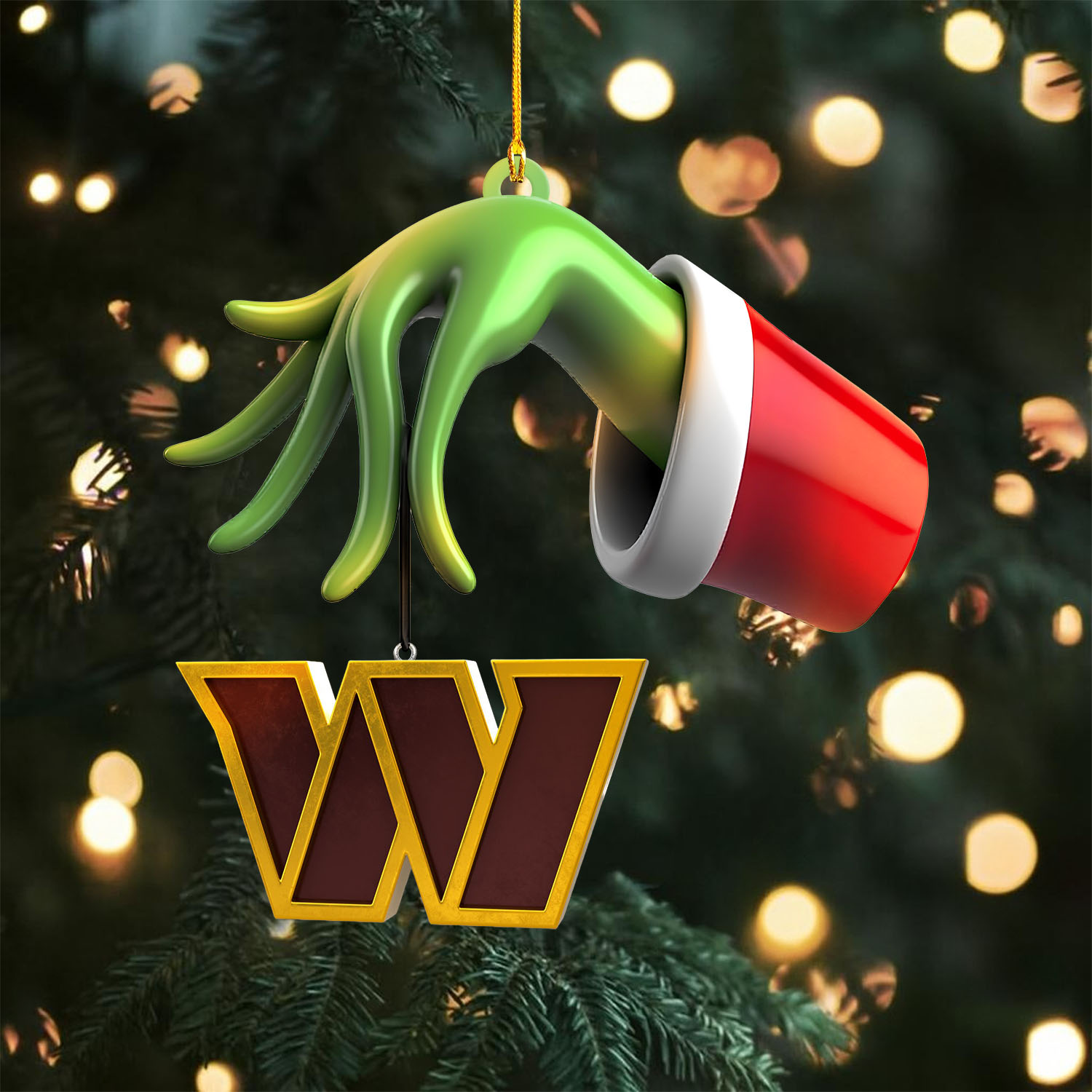 Sportswearmerch Washington Commanders NFL x The Grinch Christmas Acrylic Mix Wooden Ornament Gift For Fans