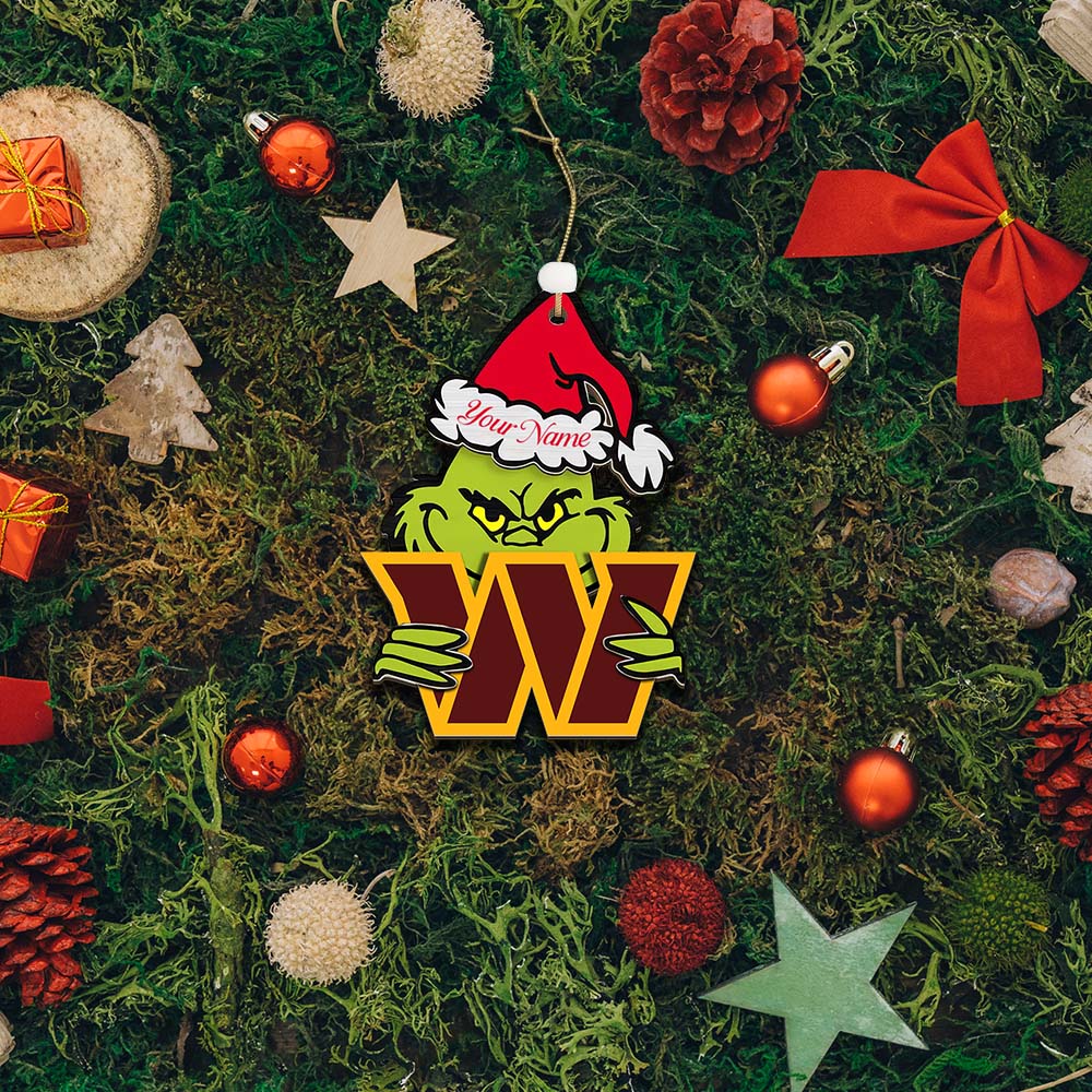 Sportswearmerch Washington Commanders NFL x The Grinch Christmas Acrylic Ornament Gift For Fans