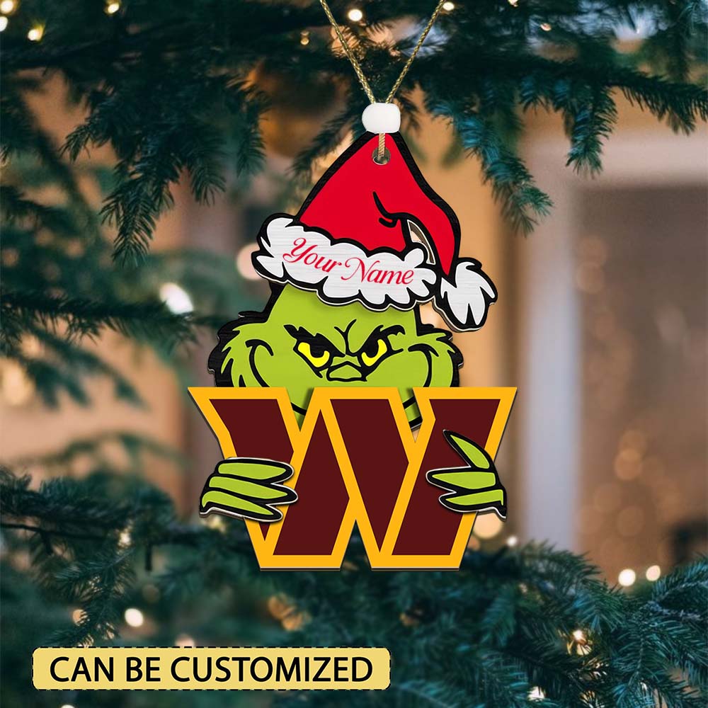 Sportswearmerch Washington Commanders NFL x The Grinch Christmas Acrylic Ornament Gift For Fans
