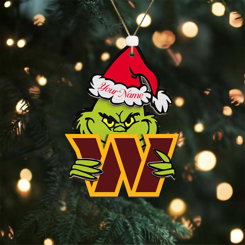 Sportswearmerch Washington Commanders NFL x The Grinch Christmas Acrylic Ornament Gift For Fans