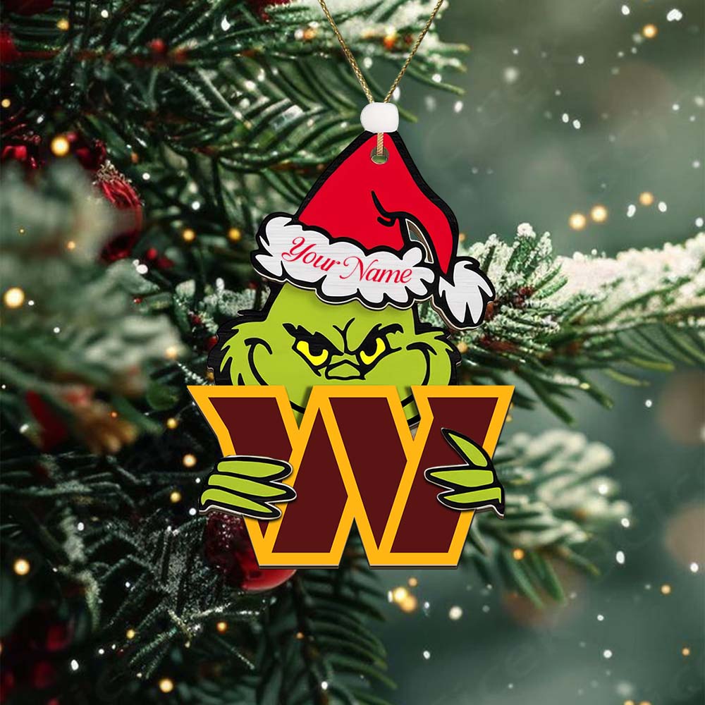 Sportswearmerch Washington Commanders NFL x The Grinch Christmas Acrylic Ornament Gift For Fans