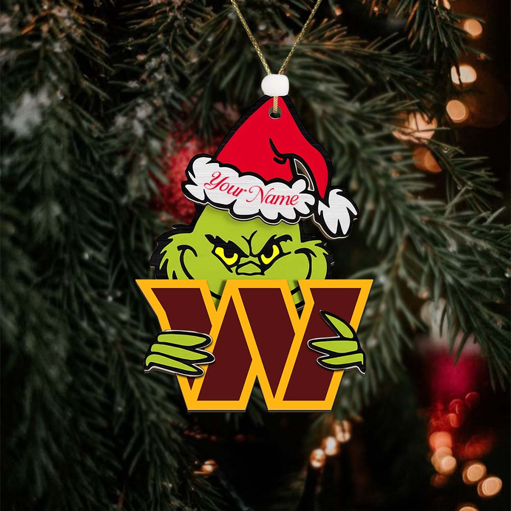 Sportswearmerch Washington Commanders NFL x The Grinch Christmas Acrylic Ornament Gift For Fans