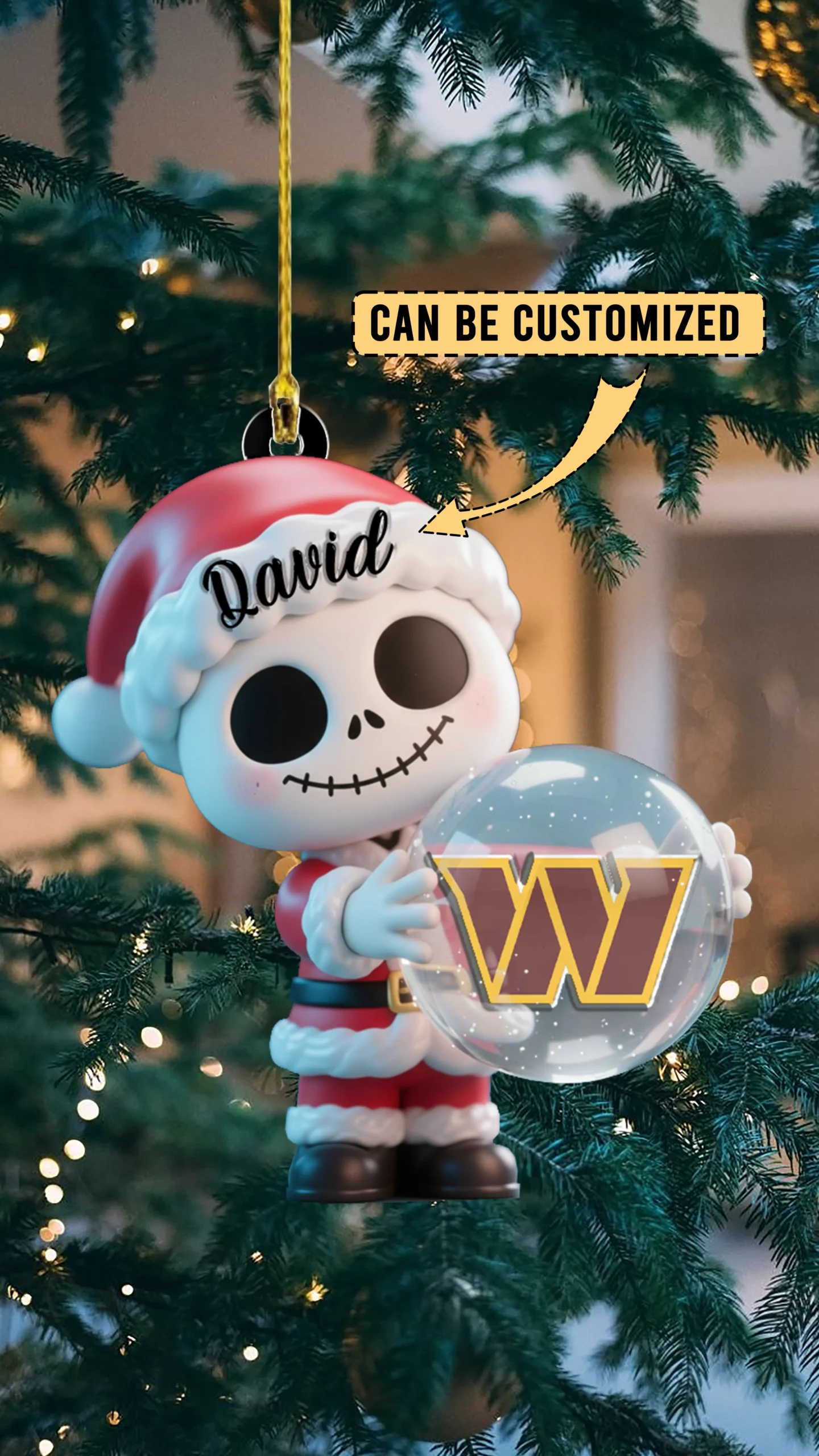Sportswearmerch Washington Commanders NFL x The Nightmare Before Christmas Acrylic Ornament Gift For Fans