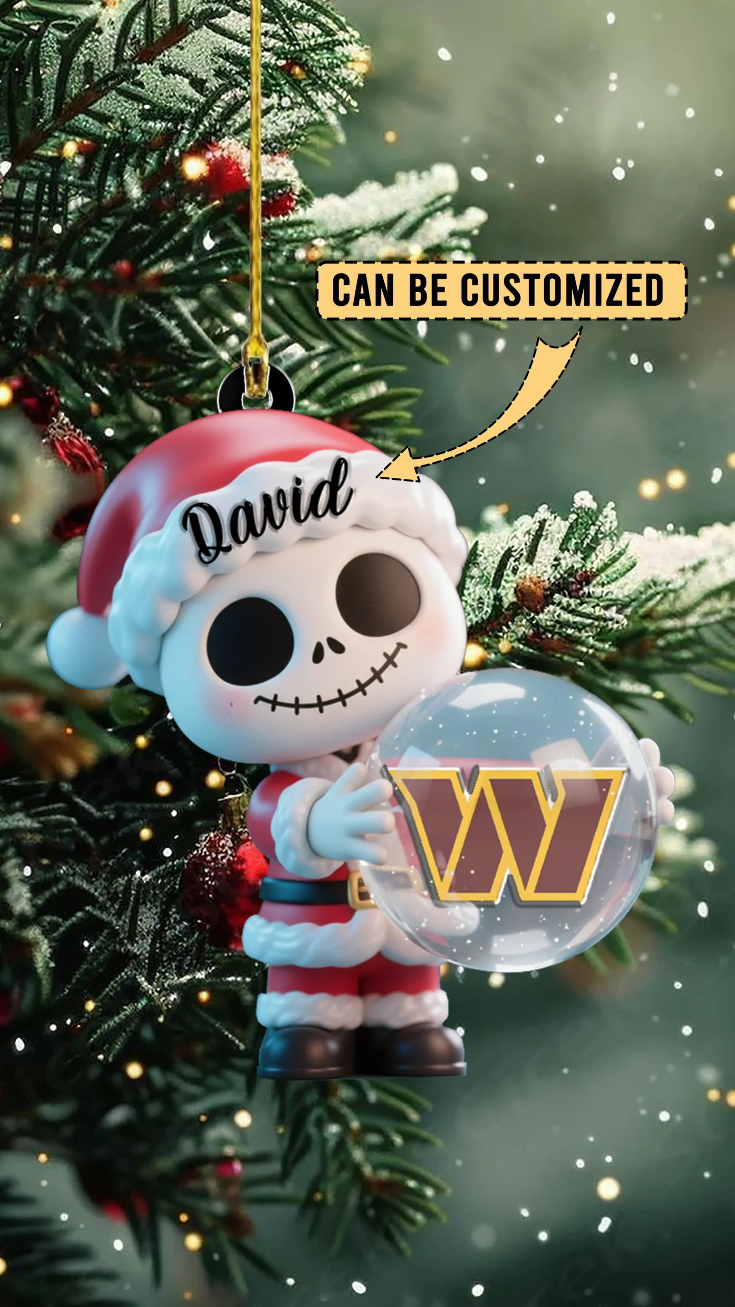 Sportswearmerch Washington Commanders NFL x The Nightmare Before Christmas Acrylic Ornament Gift For Fans