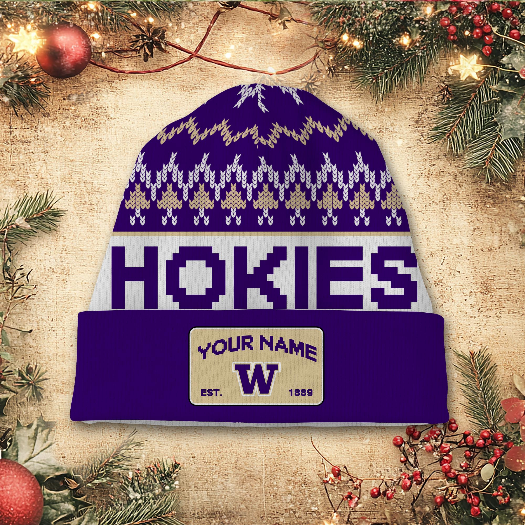 Sportswearmerch Washington Huskies NCAA Christmas Beanie Hat For Fan
