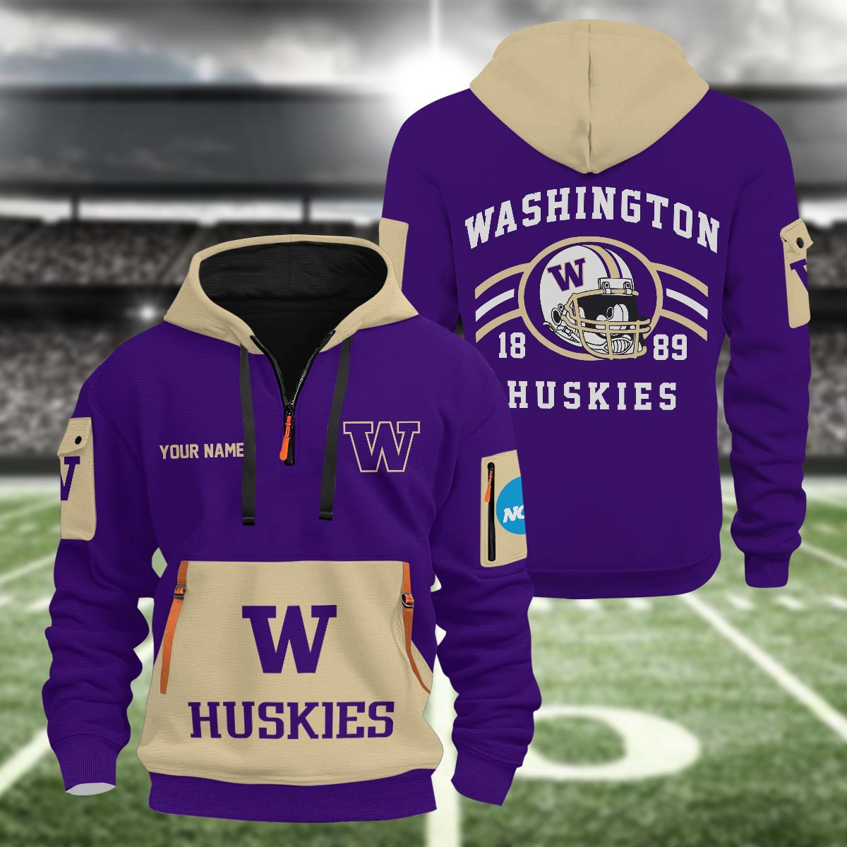 Sportswearmerch Washington Huskies NCAA Half Zip Hoodie Personalized For Fan