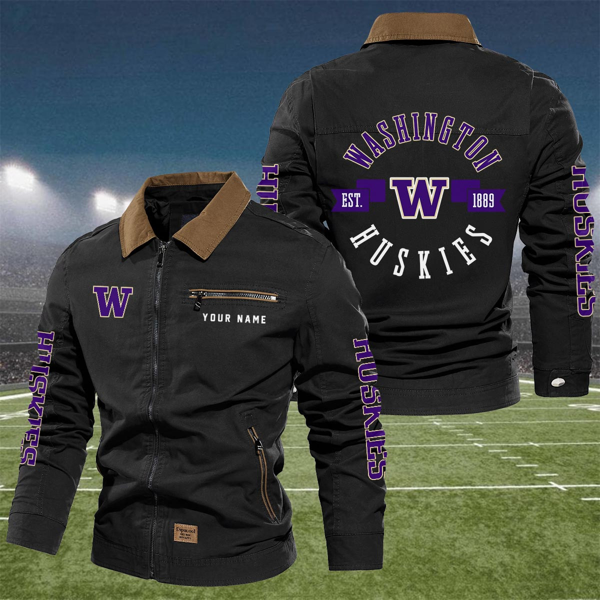 Sportswearmerch Washington Huskies NCAA Lapel Jacket For Fan