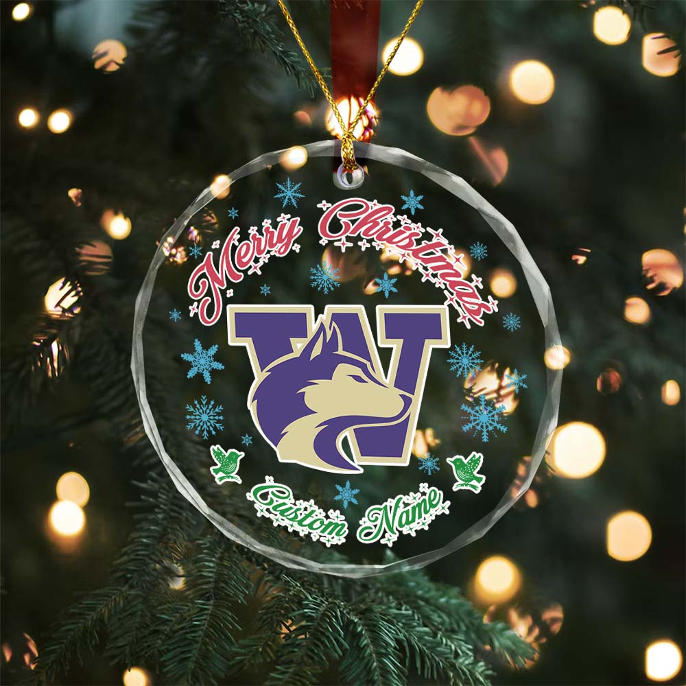 Sportswearmerch Washington Huskies NCAA x Christmas Glass Ornament Gift For Fans