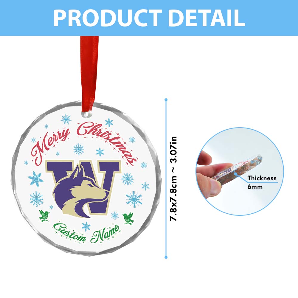 Sportswearmerch Washington Huskies NCAA x Christmas Glass Ornament Gift For Fans