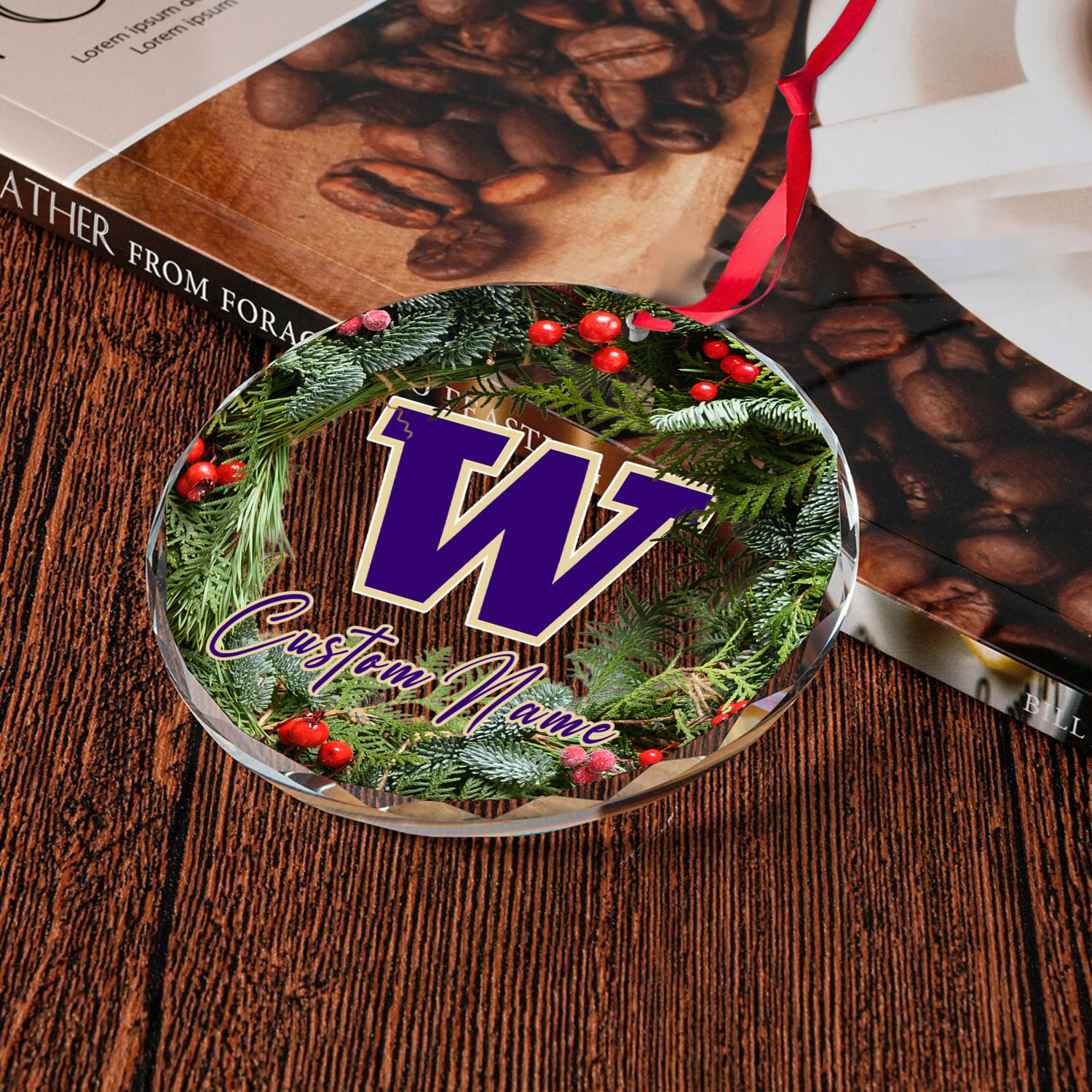 Sportswearmerch Washington Huskies NCAA x Christmas Glass Ornament Gift For Fans