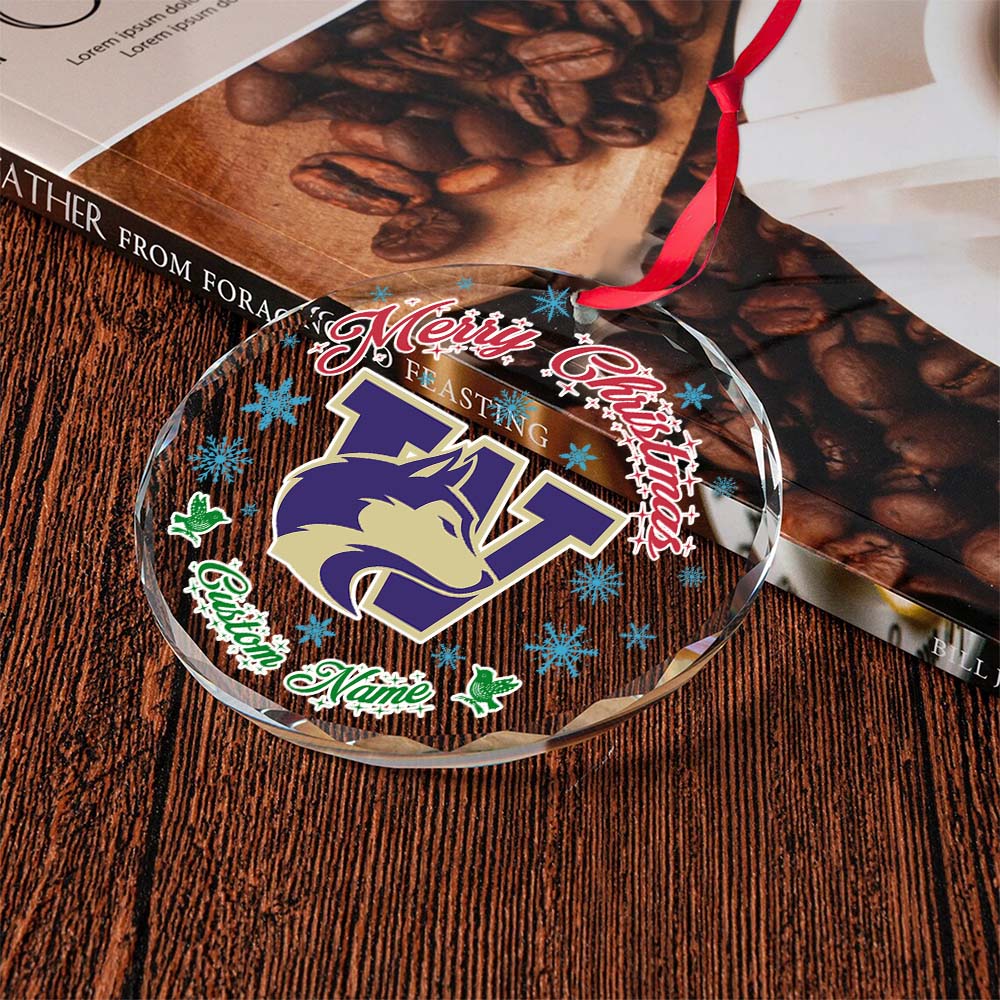 Sportswearmerch Washington Huskies NCAA x Christmas Glass Ornament Gift For Fans