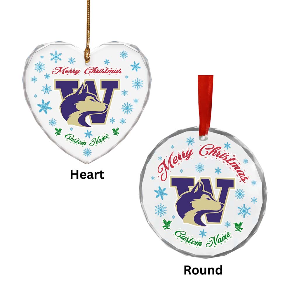 Sportswearmerch Washington Huskies NCAA x Christmas Glass Ornament Gift For Fans