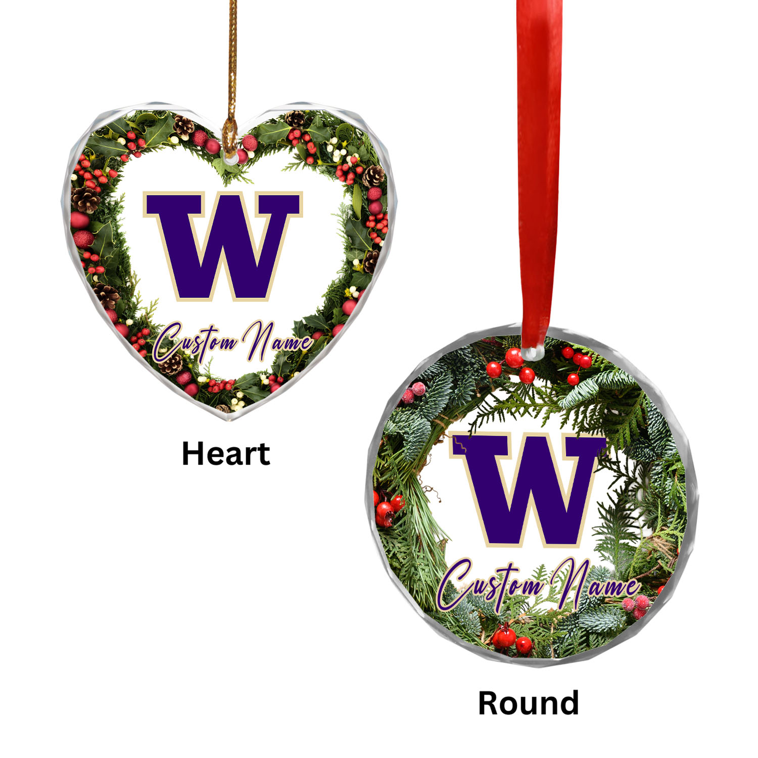 Sportswearmerch Washington Huskies NCAA x Christmas Glass Ornament Gift For Fans