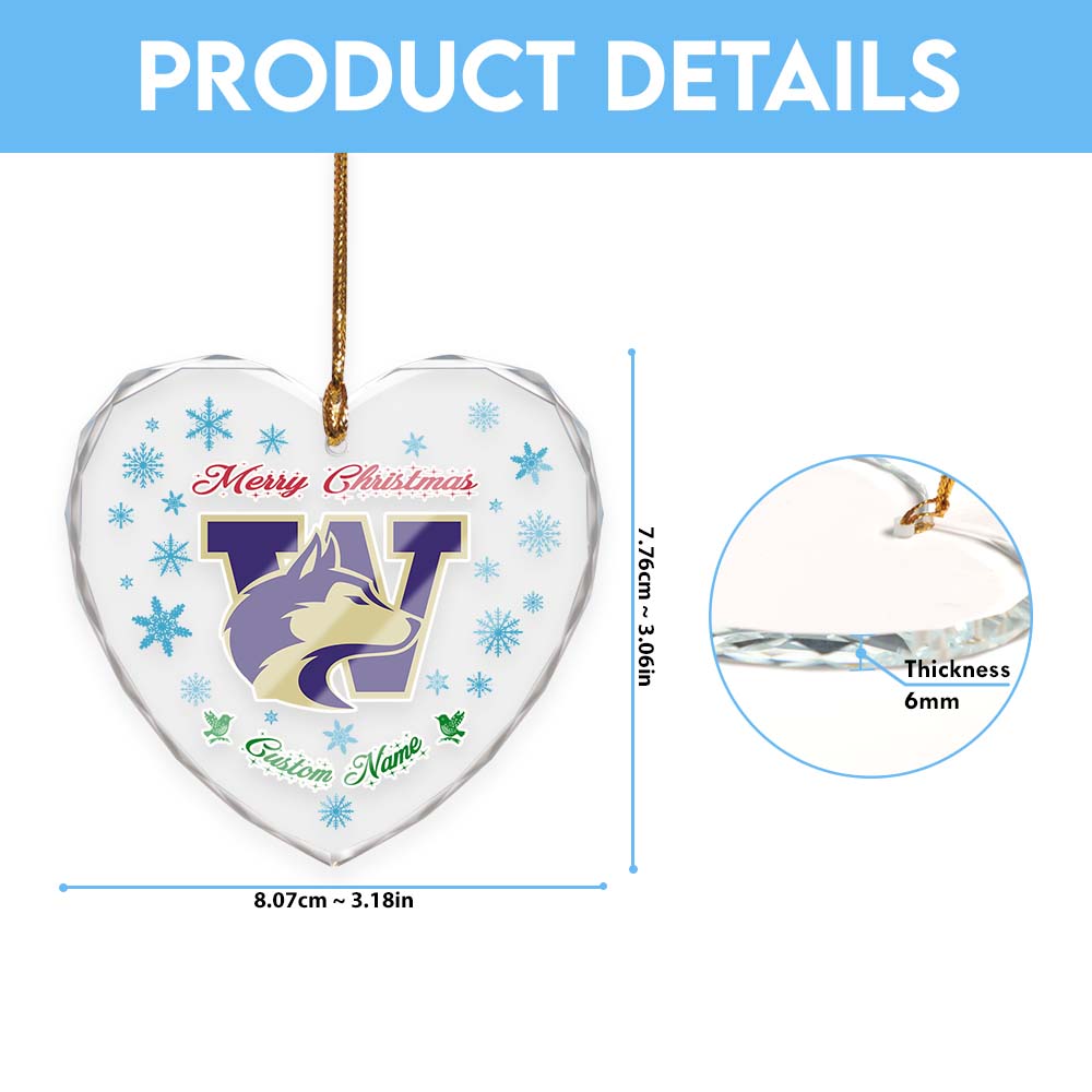 Sportswearmerch Washington Huskies NCAA x Christmas Glass Ornament Gift For Fans