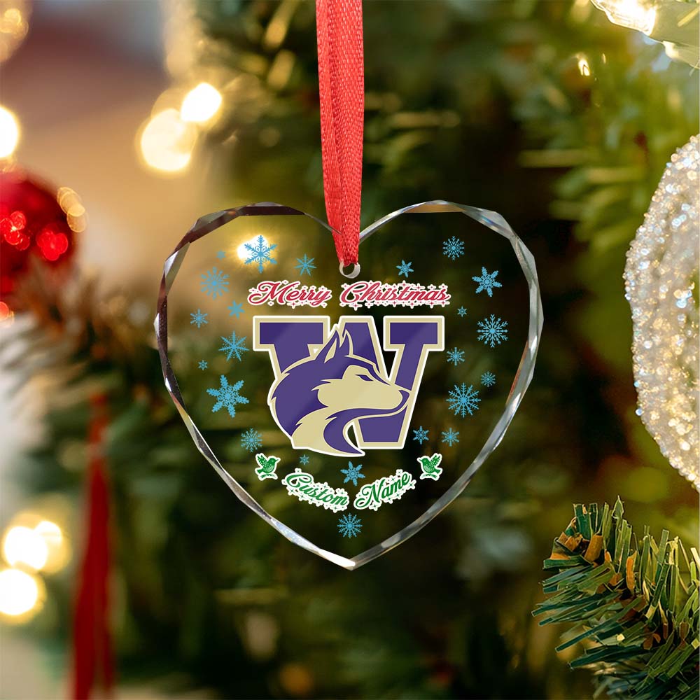 Sportswearmerch Washington Huskies NCAA x Christmas Glass Ornament Gift For Fans