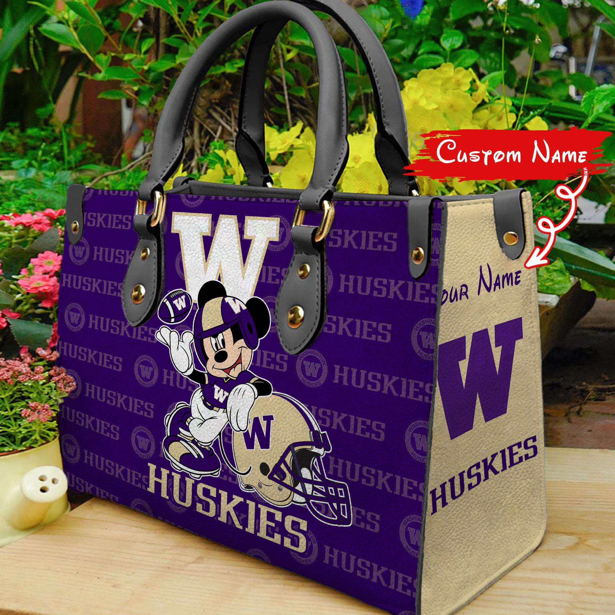 Sportswearmerch Washington Huskies NCAA x Mickey Women Leather Handbag For Fan