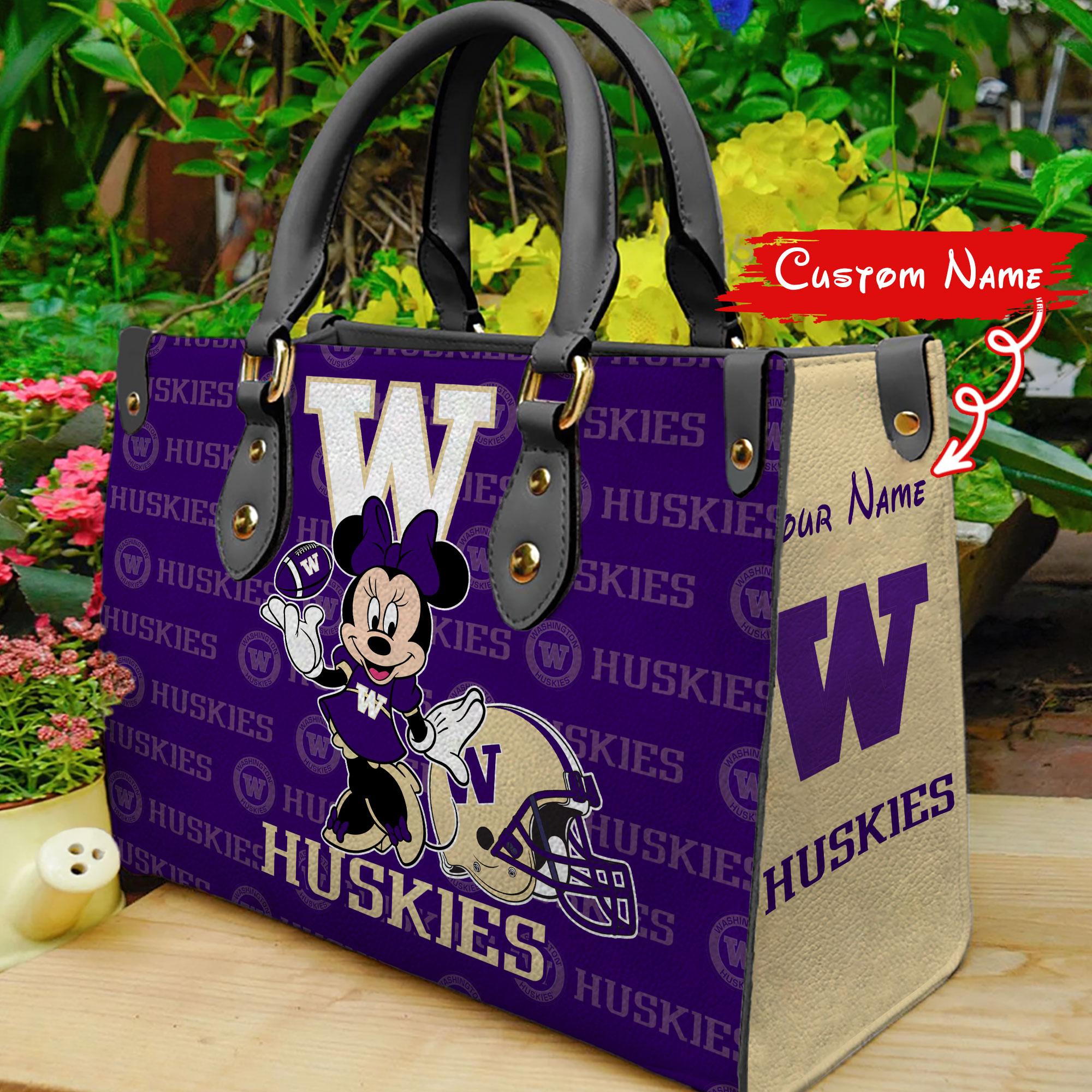 Sportswearmerch Washington Huskies NCAA x Minnie Women Leather Handbag For Fan