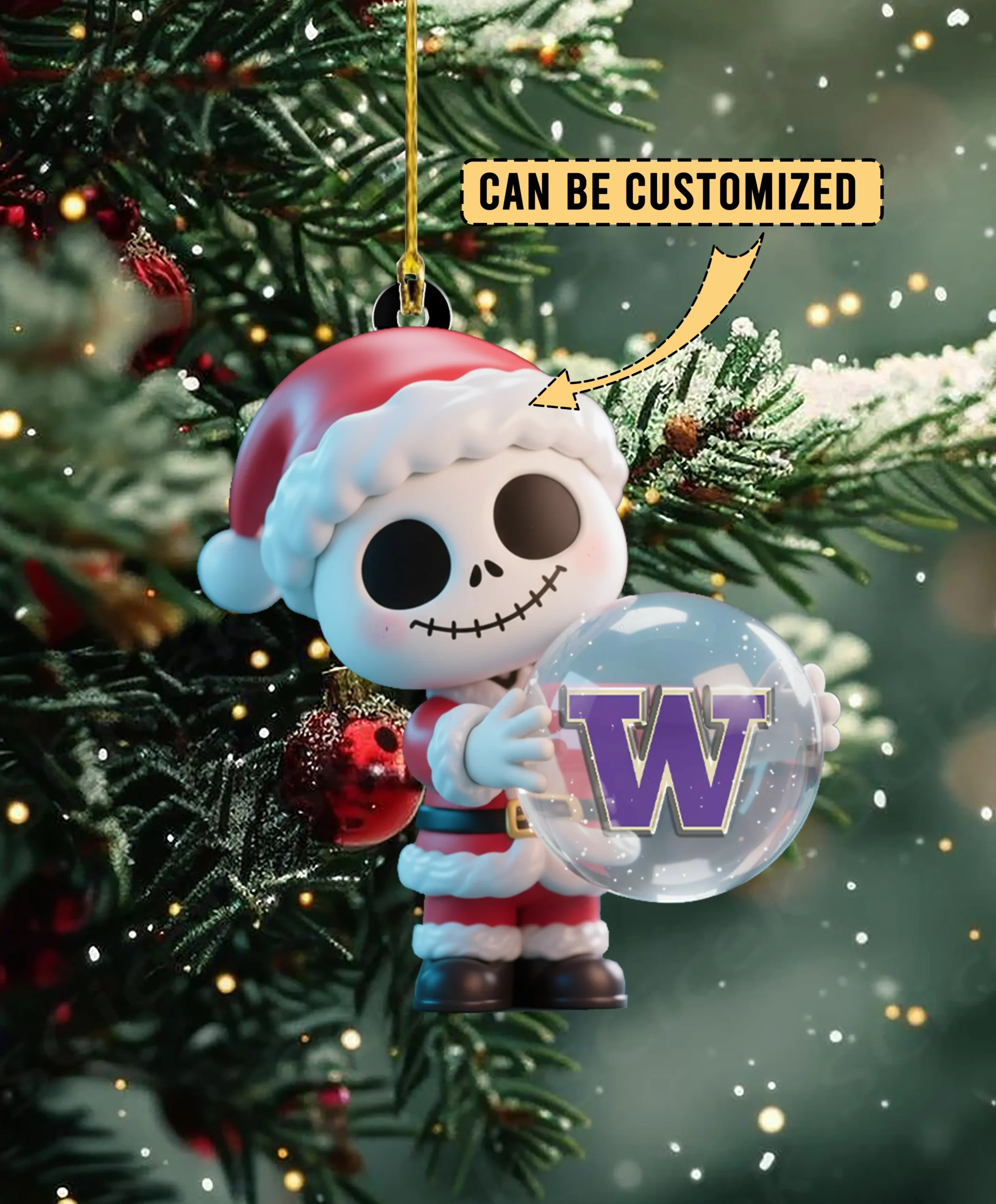 Sportswearmerch Washington Huskies NCAA x The Nightmare Before Christmas Acrylic Ornament Gift For Fans