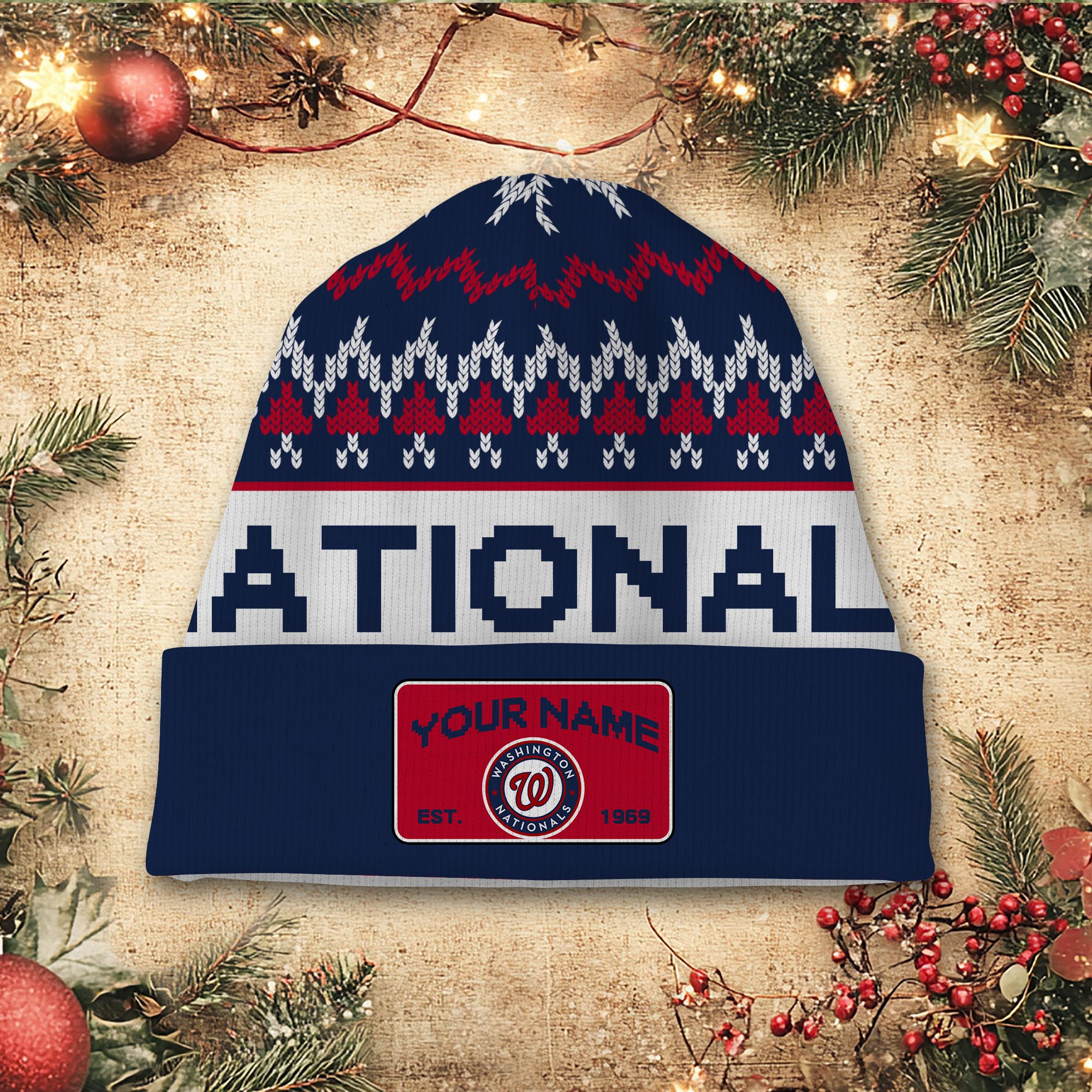 Sportswearmerch Washington Nationals MLB Christmas Beanie Hat For Fan