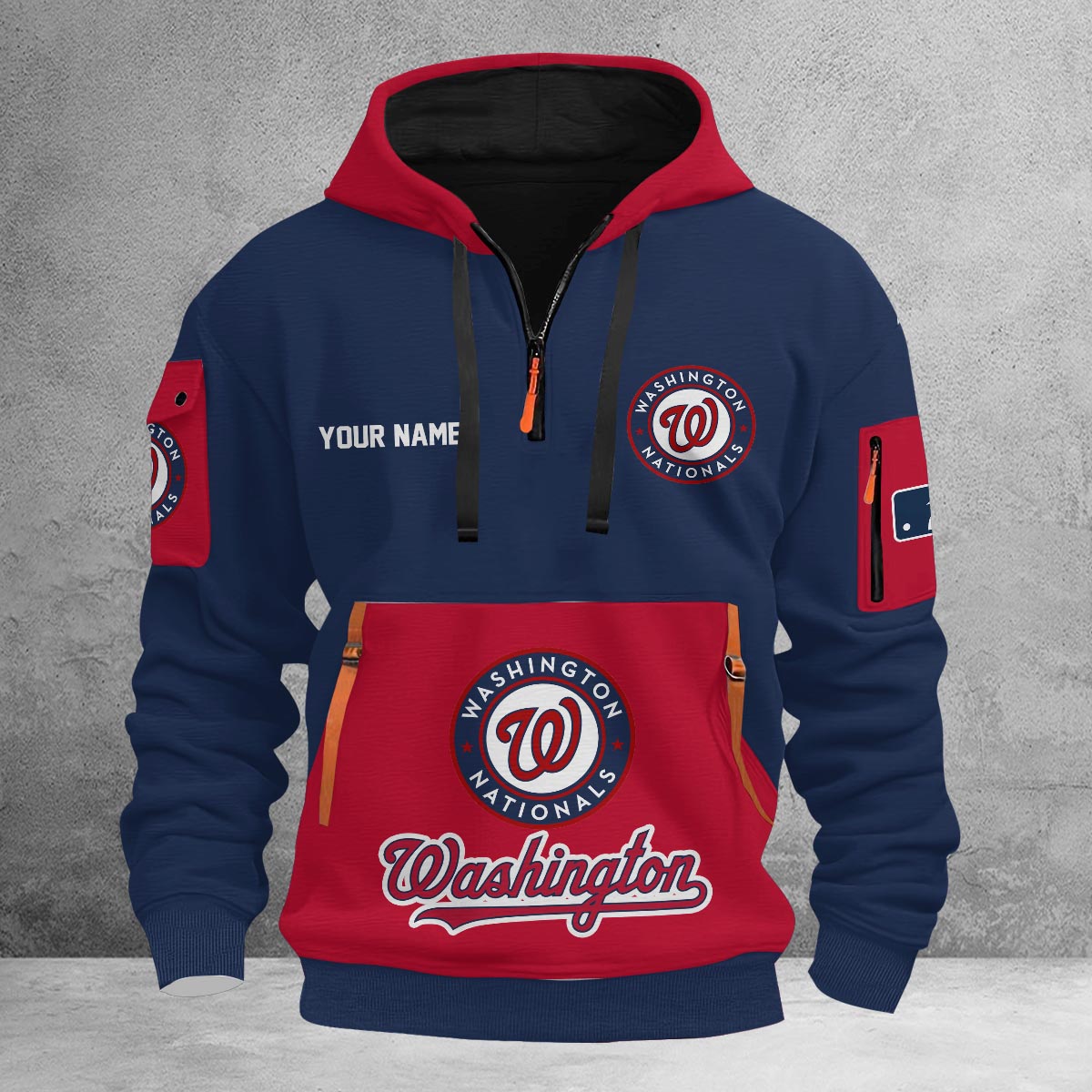 Sportswearmerch Washington Nationals MLB Half Zip Hoodie Personalized For Fan