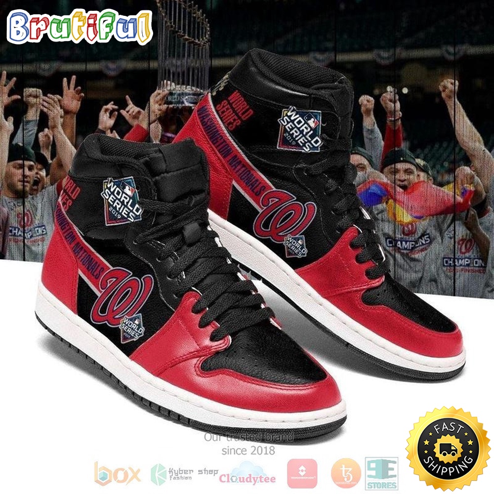 Sportswearmerch Washington Nationals MLB Iconic AJ1 High Sneakers Shoes For Men And Women