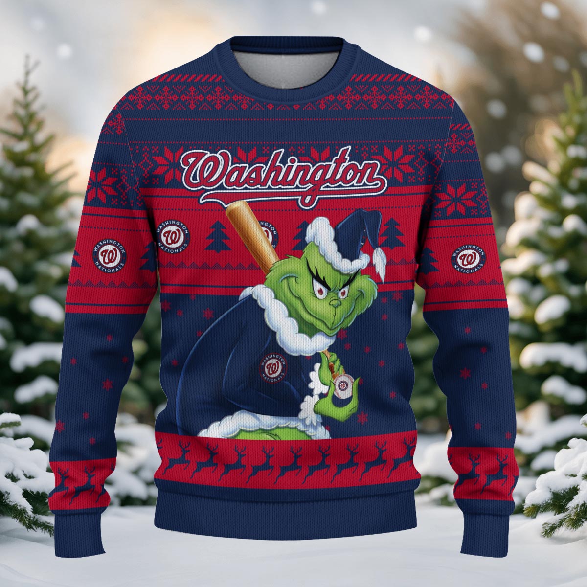 Sportswearmerch Washington Nationals MLB x Grinch Christmas Ugly Sweater For Fans