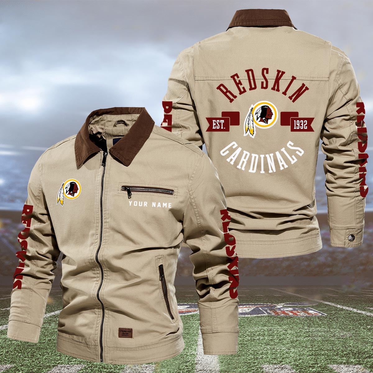Sportswearmerch Washington Redskin NFL Lapel Jacket For Fan