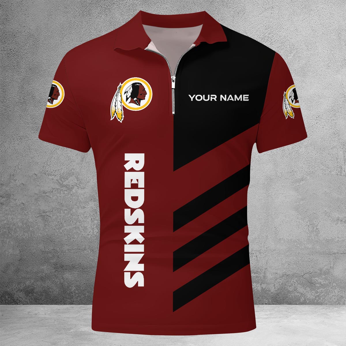 Sportswearmerch Washington Redskin NFL Lapel Zip Polo Shirt For Fan
