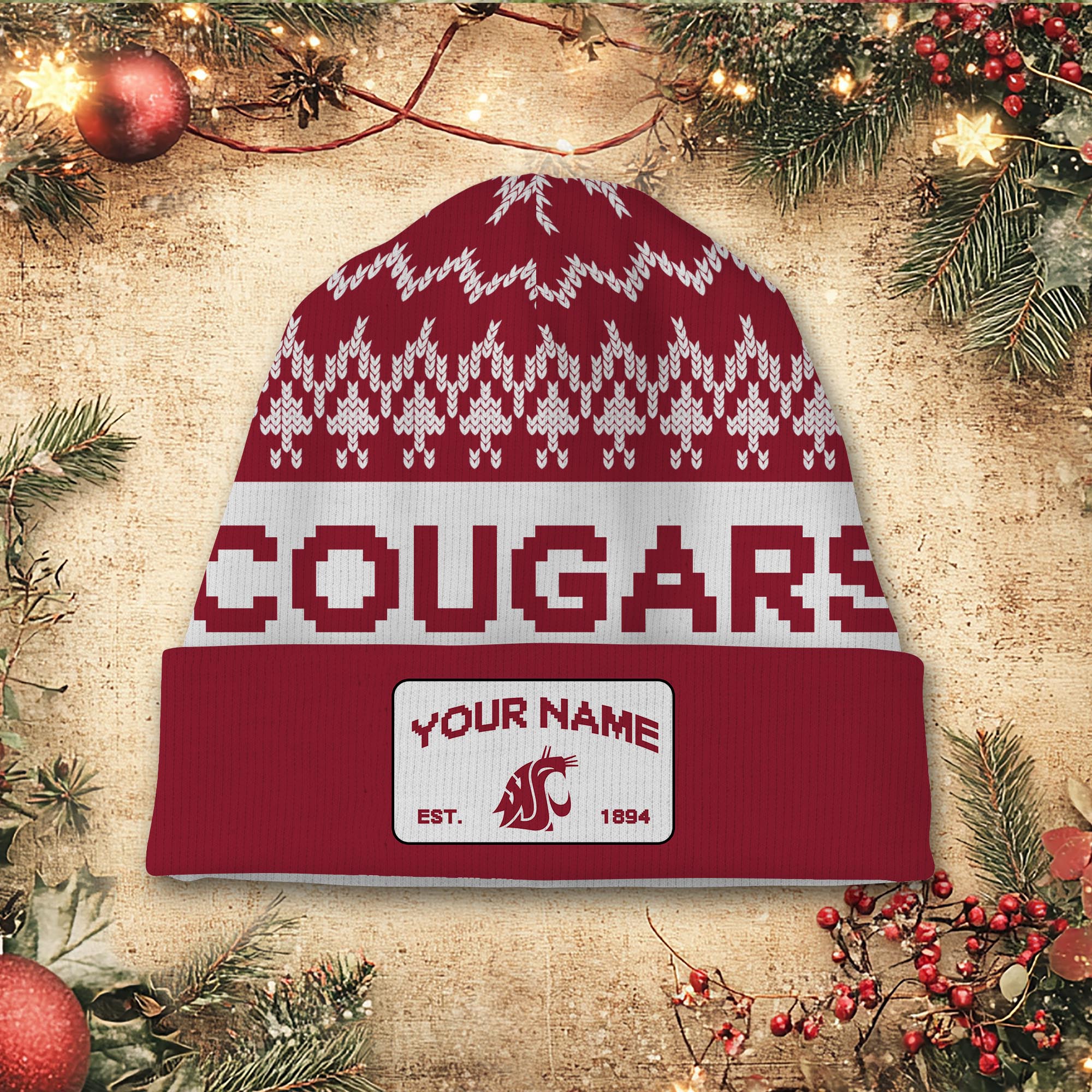 Sportswearmerch Washington State Cougars NCAA Christmas Beanie Hat For Fan